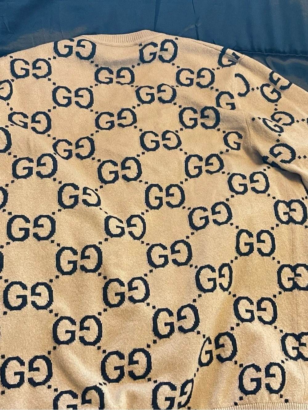 Gucci Women's Beige Logo Jacquard Sweater